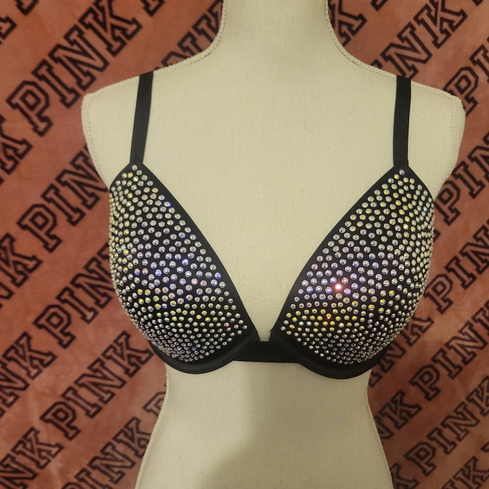 VS VERY SEXY LOW CUT DEMI BRA WITH RHINESTONE BLING